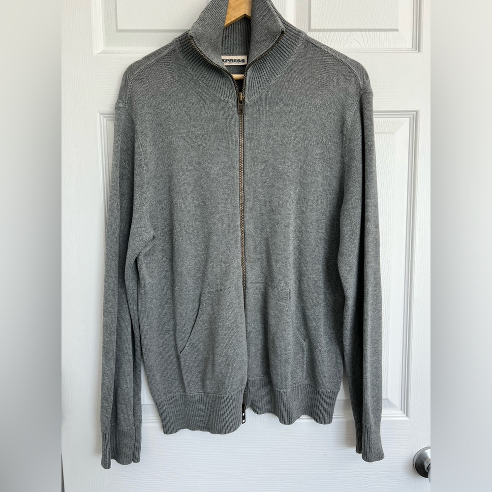 Men’s size medium gray express sweater.  Full zip.